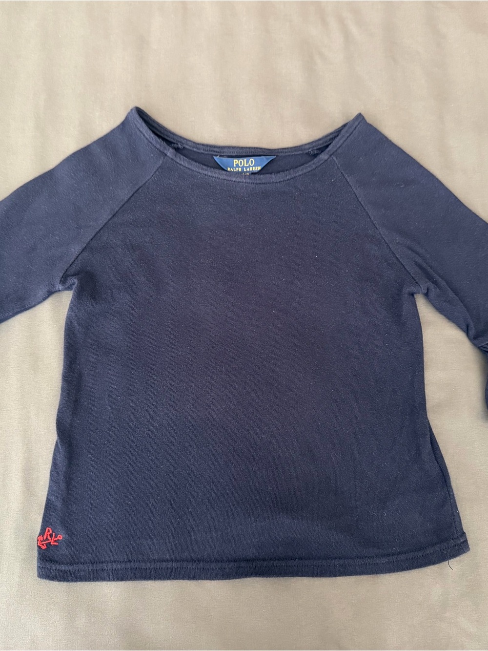 Polo Ralph Lauren Girls Navy Ruffle Sleeve Top - Size M (8-10)